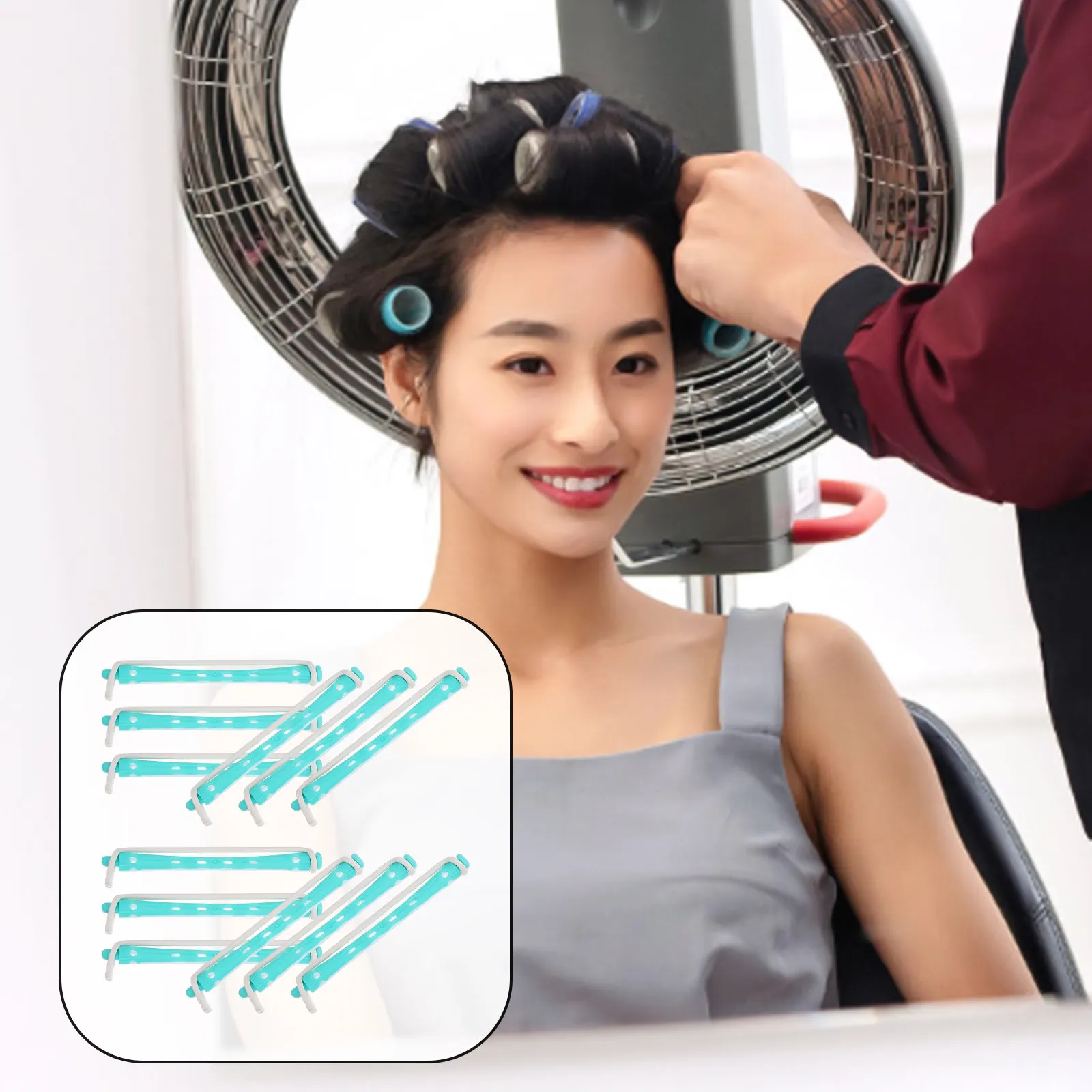 12개 휴대용 헤어 컬링 롯드, 여성용 헤어 롤러, 스타일링 컬용 펌 롯드, 스타일링 키트, 무열 컬러