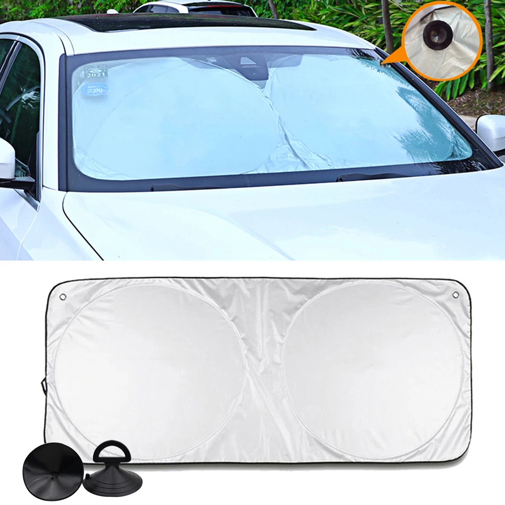 thumbnail image 2 of Front Windshield Sun Shade For Car & SUV, 51x28 Inch, UV Blocker, Foldable Sun Visor Protector For Hot Weather Evening On The Beach With Palm Trees 2 of 13
