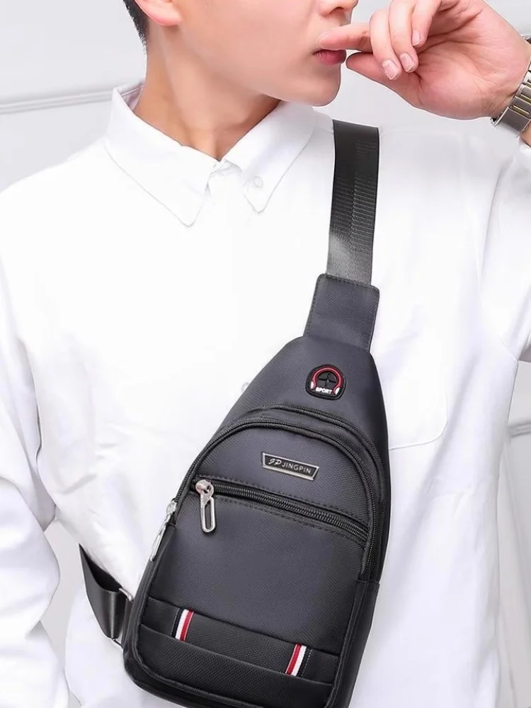 New waterproof wear-resistant men's Oxford cloth small chest shoulder messenger backpack trendy canvas nylon