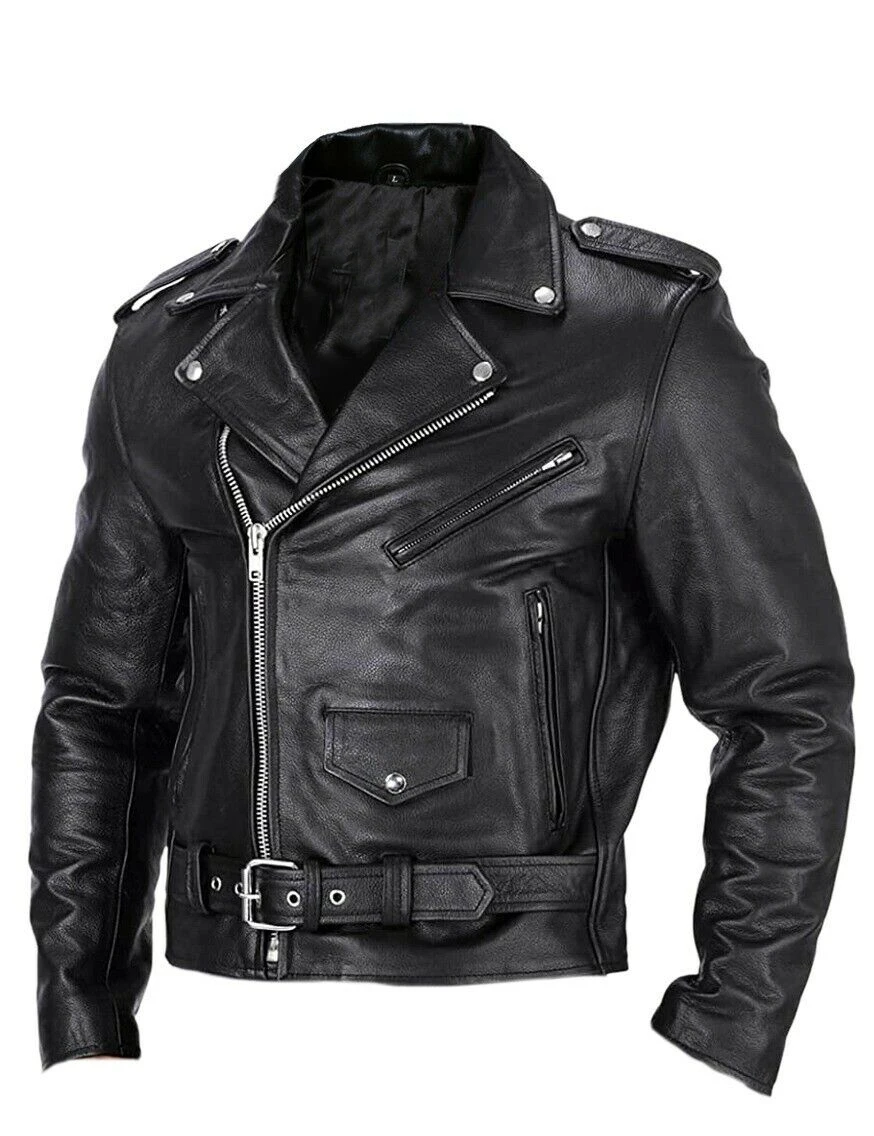 2023 Mens Fashion Leather Jacket Slim Fit Stand Collar PU Jacket Male