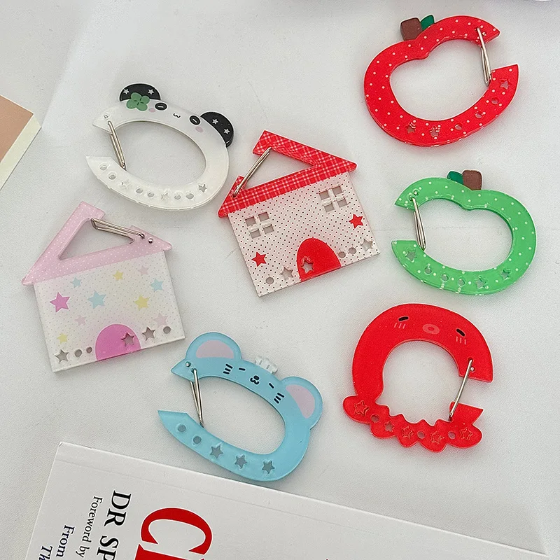 Kawaii Keychain Cute Animal Acrylic Carabiner Clips Mult Use Keyring Hooks Handbook Decorative Buckle Home Party Gifts Supplies
