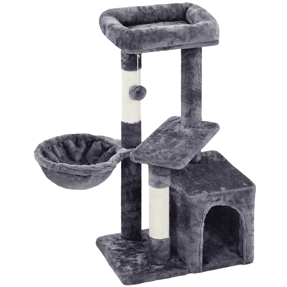 

34.5" H Cat Tree Tower With Condo And Perches, Dark Gray