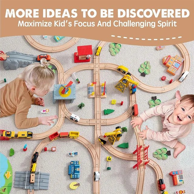 Christmas Train Toy Expansion Pack - Wooden Railway Tracks Compatible With Thomas & Brio Train Sets