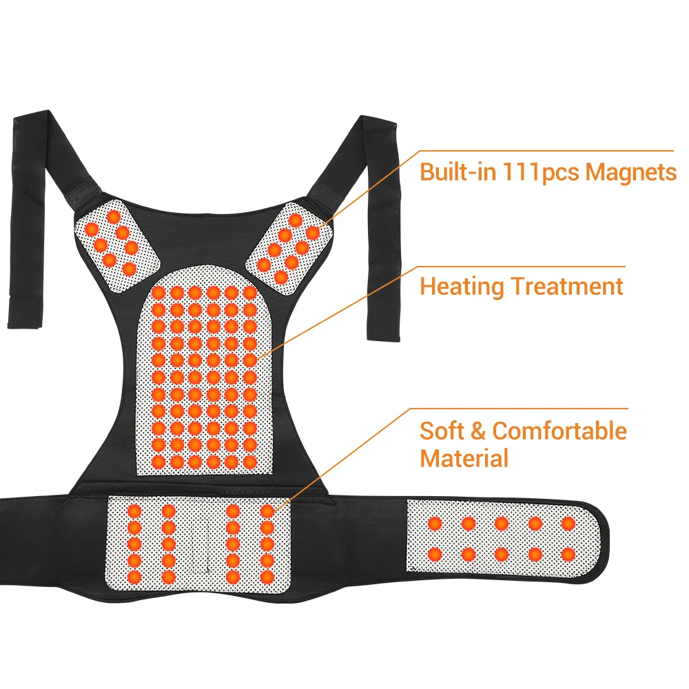 New 111pcs Magnets Heated Vest Posture Corrector Waist Brace Self Heating Lumbar Pad Corset for Back Support Pain Relief