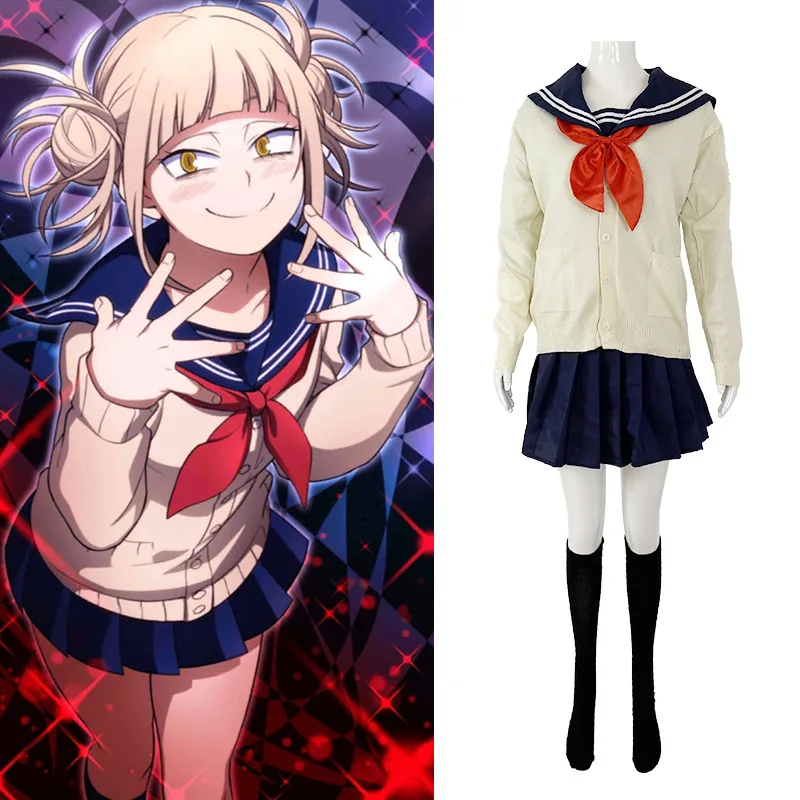 NEW!Anime My Hero Academia Halloween Cosplay Costume Boku No Hero Academia Himiko Toga JK Uniform Sweater Coat Wig Costumes quick and easy halloween costumes