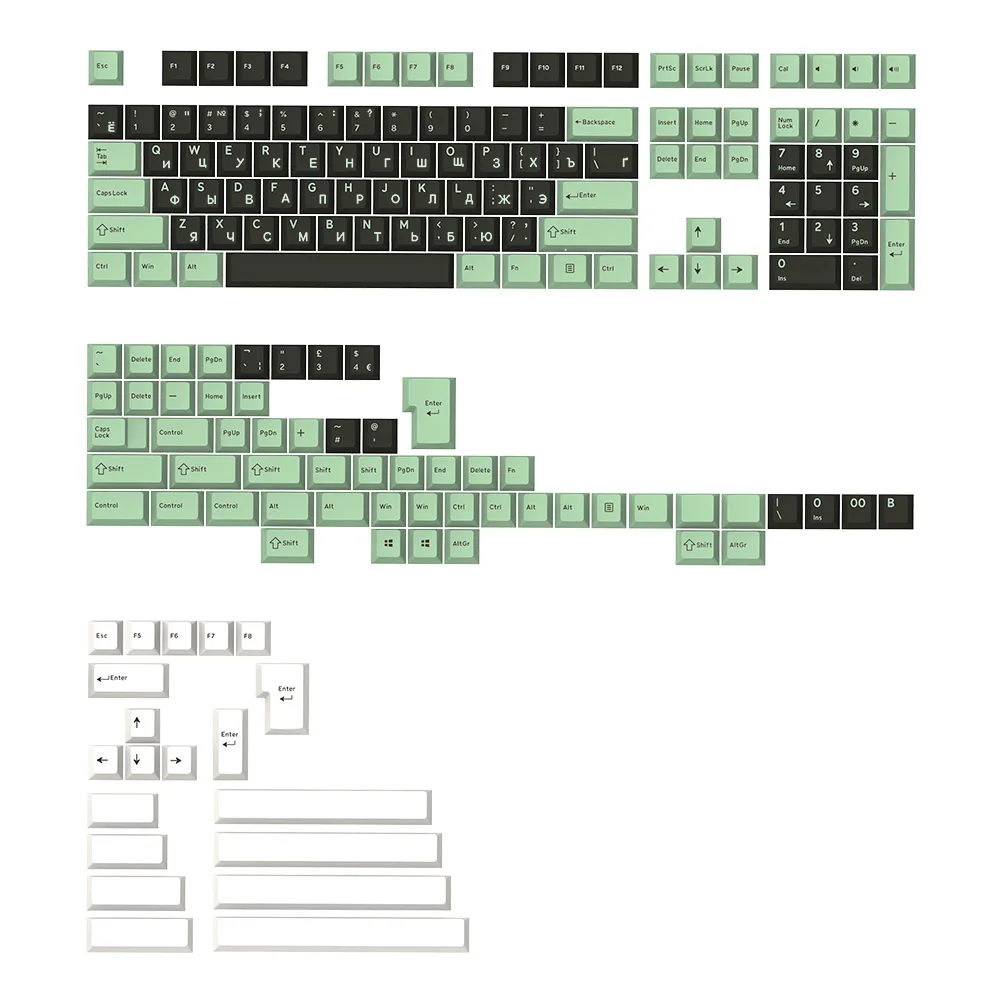 Salon Keycap Grupo Pbt Doubleshot Keycap Perfil Cereja para Teclado Mecânico Laser Tailandês Hebraico Irlandês Verde Alice Verde Laser gj - Imagem 3