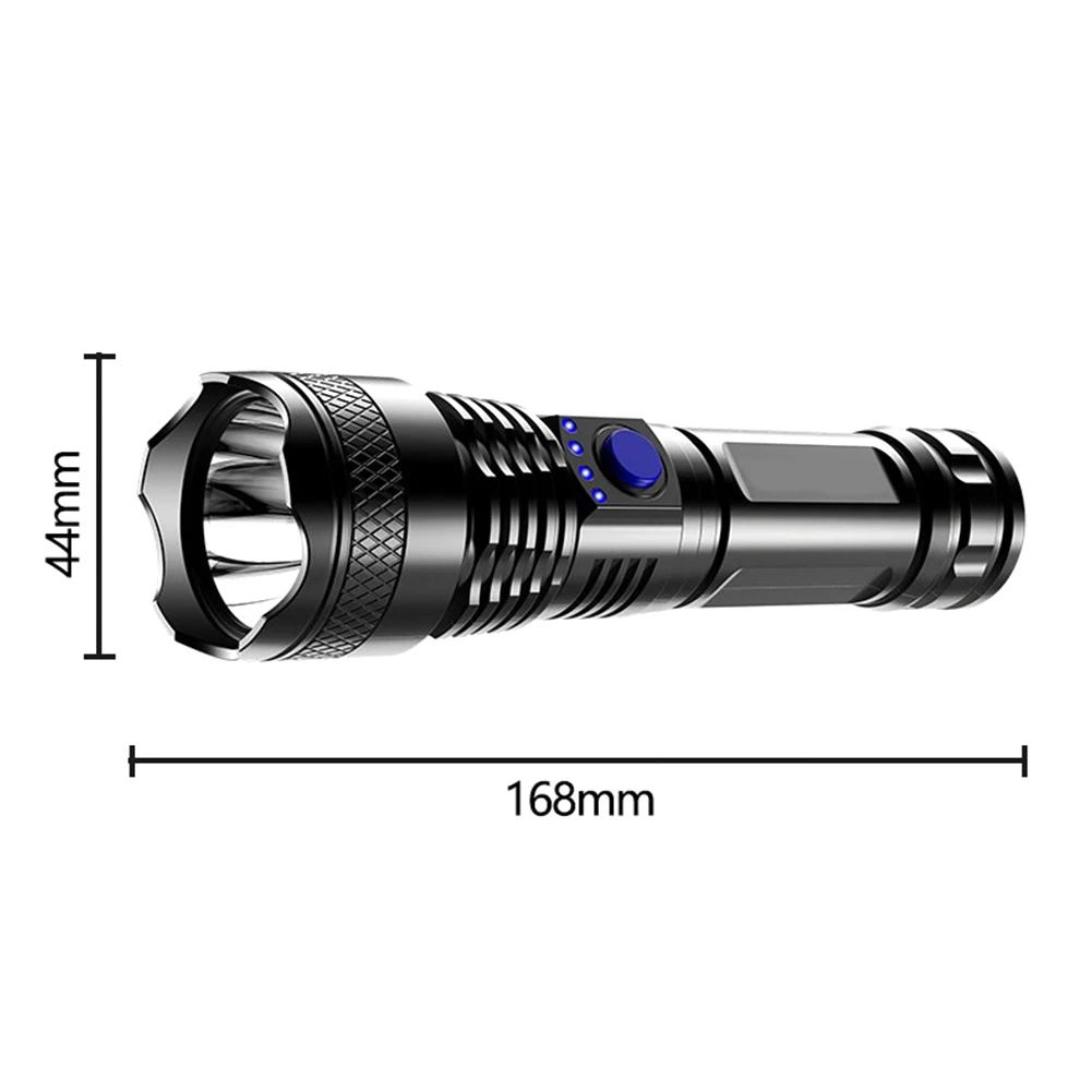 1pc Powerful LED Flashlight, 3 Modes USB Rechargeable Outdoor Bright Light,  Torch Portable Waterproof Light, Self Defense Camping Light