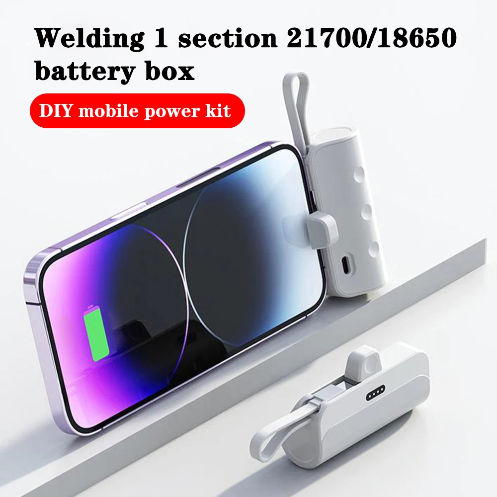 DIY 18650/21700 Battery Cases Mini Portable Power Bank Shell Battery Storage Boxes Mobile Power Supply Housing TYPE-C/For iPhone
