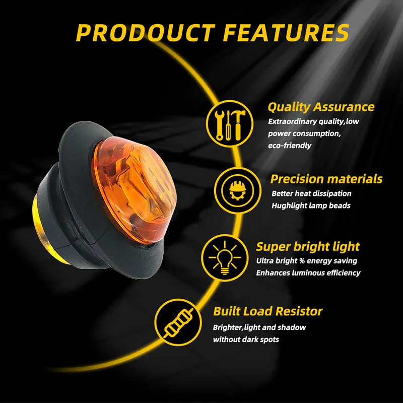 LED Side Marker Lights 10X Front Rear Clearence Indicators For Trailer Lorry Van Caravan Truck External Warning Taillight