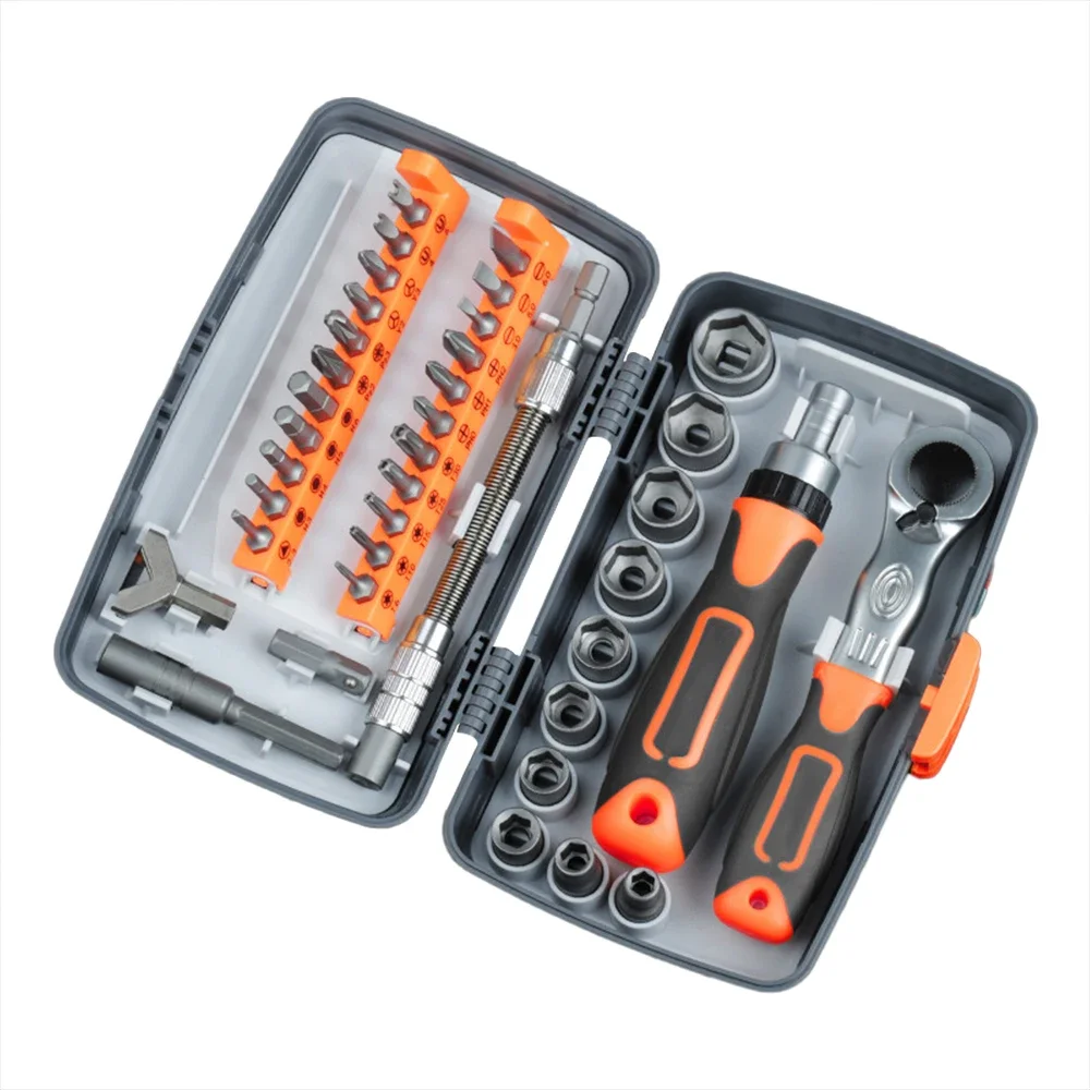 Koeutoze 42-in-1 magnetische schroevendraaierset, multi-bit-magneetschroevendraaierset met afneembare ratelgreep, handvat ratelschroevendraaierset met 40 bits, precisie-reparatie-gereedschapsset