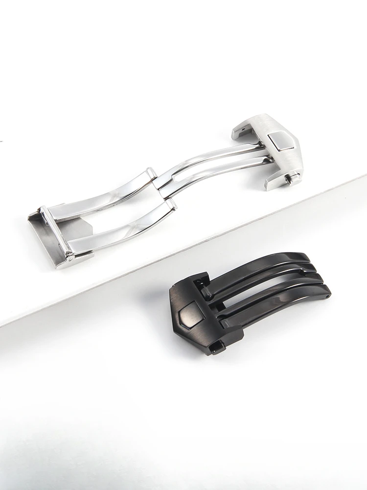 Cinturino In Vera Pelle In Gomma Siliconica Spessore 2 3Mm Accessori Per Tag Heuer Watch-Fibbia Pieghevole Butom 18Mm