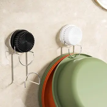 Suction Wash Basin Hook,Rotating Washbasin Storage Rack,Stainless Steel Wall-Mounted Basin Storage Holder Bathroom Accessories