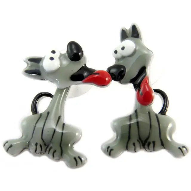 Lily Kincs [P5968] - Tervező Fülbevalók "Lilipoupets" (Kutya) Szürke 38X18 Mm - Image 2