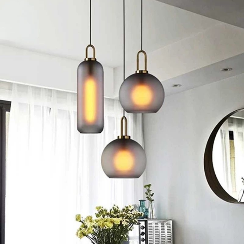 

Nordic Modern Glass Ball Chandelier Creative Restaurant Cafe Bar Pendant Light Designer Bedroom Bedside Lamp Room Decor Led E27