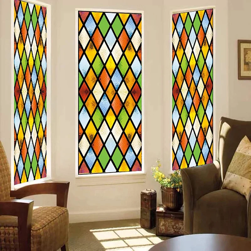 size window film Glass films Stained European mosaics Church Translucent opaque static cling adhesive privacy stickers