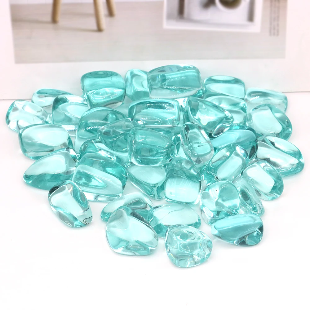 Natural Crystal Tumbled Ocean Blue Glass Polishing Rock Minerals ...