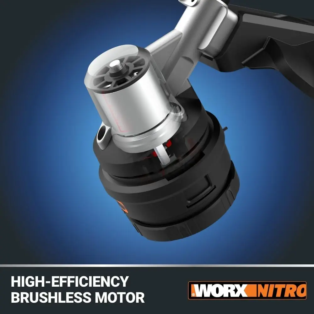Nitro 40V 15" Cordless String Trimmer with Brushless Motor Powerful Grass Trimmer with Dual-Exit Bump-Feed Head Lightweight