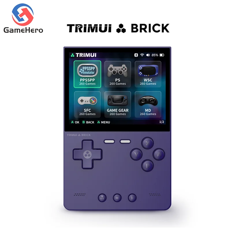 TRIMUI BRICK Handheld Game Console 3.2'' IPS Screen Linux System Trimui UI Metal Back Panel Key LED Lighting Children's Gifts