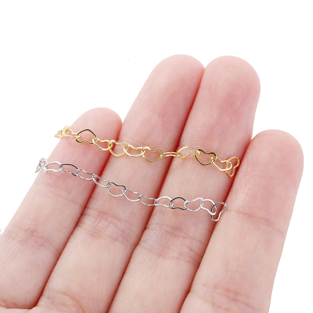 10pcs/lot 50mm Extension Chain With Heart Charm Extended Tail Connector For DIY Jewelry Making Bracelet Necklace Accessories