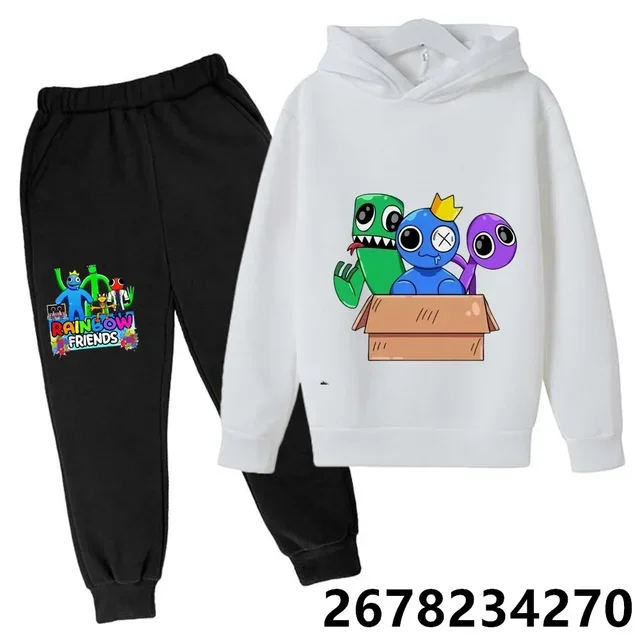 thumbnail image 1 of Nuevas sudaderas con capucha para niños con estampado de dibujos animados de amigos del arcoíris de anime, sudaderas de manga para primavera, otoño e invierno, conjuntos de sudaderas con capucha para, 1 of 5
