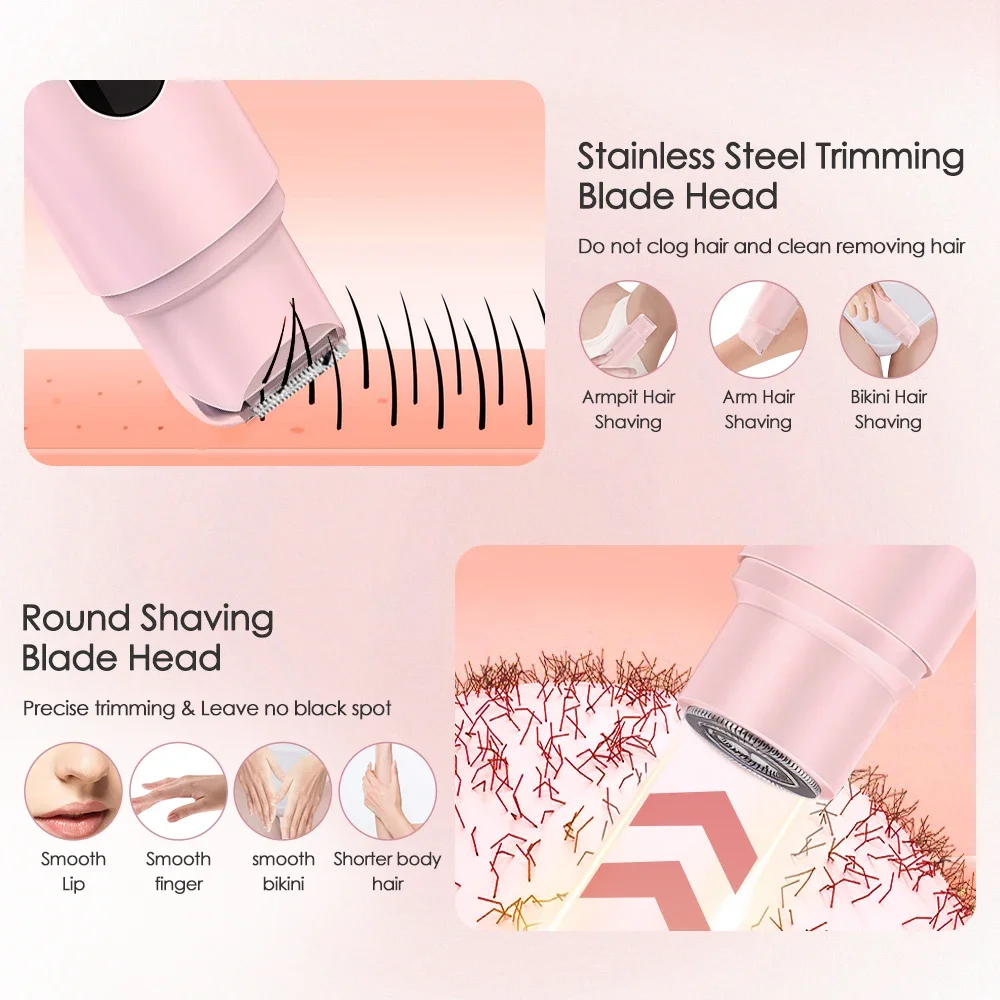 Dual-head Mini Hair Remover for Women, Facial Hair Removal, Electric Razor Shaver Portable Bikini Epilator for Lips, Chin,Armpit