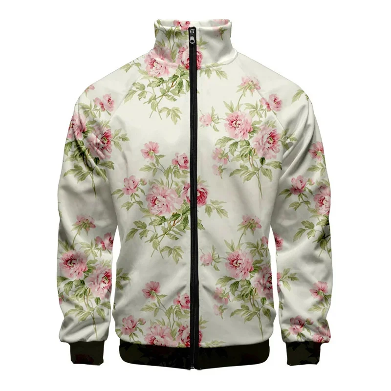 thumbnail image 1 of Chaqueta con estampado 3D de plantas y flores para hombre, abrigo de manga larga con estampado retro, chaquetas con cremallera de gran tamaño y personalidad para mujer, blusas de calle, 1 of 5