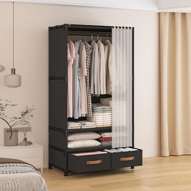 1pcs Freestanding Wardrobe Organiser, Portable Multi-Tier Storage Shelving System With Dust Cover - Ideal for living rooms, bedr