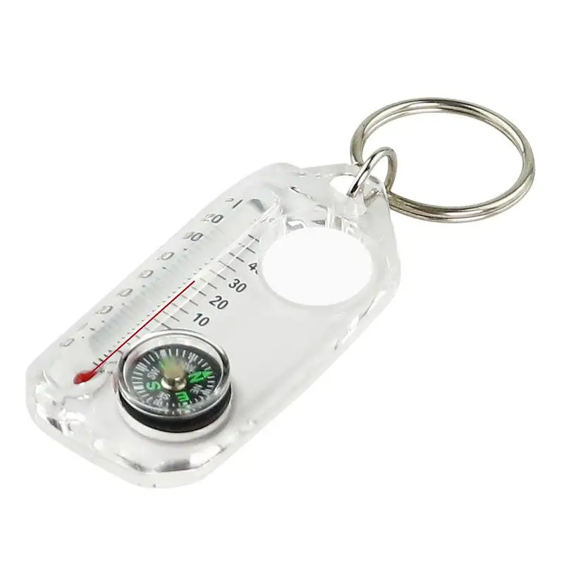 Compass And Thermometers Keychain Survival Thermometer Compass Keychain Mini Pocket Sized Compass Outdoor Survival Tool ﻿