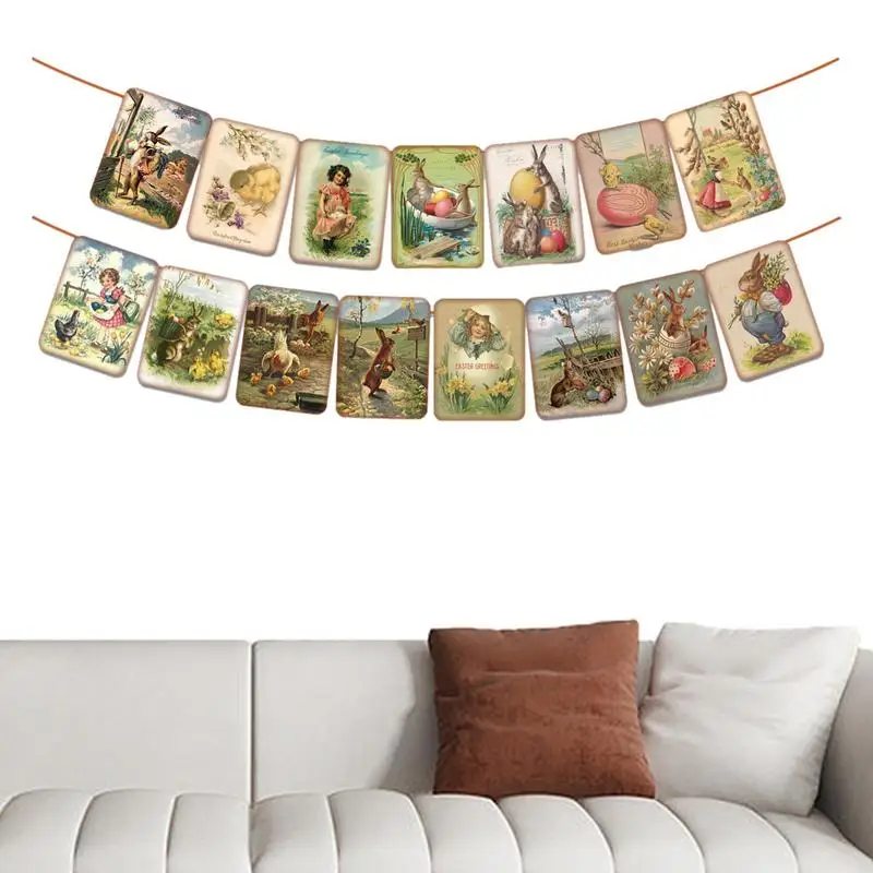 Happy Easter Banner Decorazioni Pasquali Vintage Tradizionale Retro Easter Bunting Per Home Office Mantel Decorazioni Per Feste Supplie