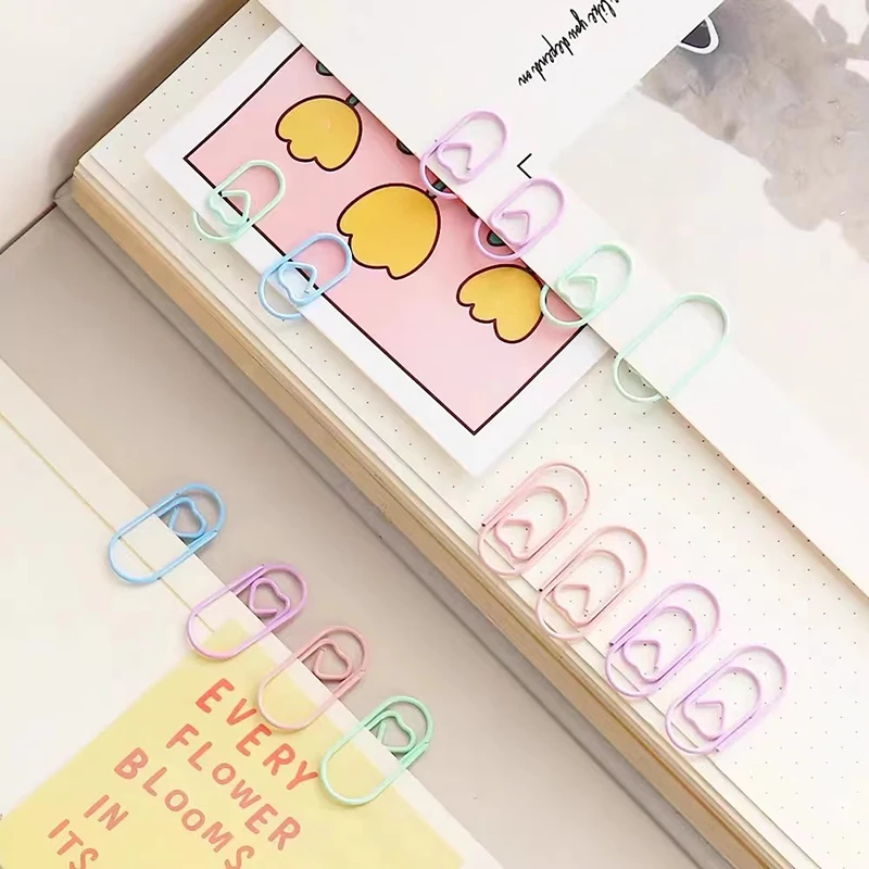 Binder Clips Paper Clips Mini Bookmark Metal Clamp Clips 50pcs Metal Love Heart Paper Clips