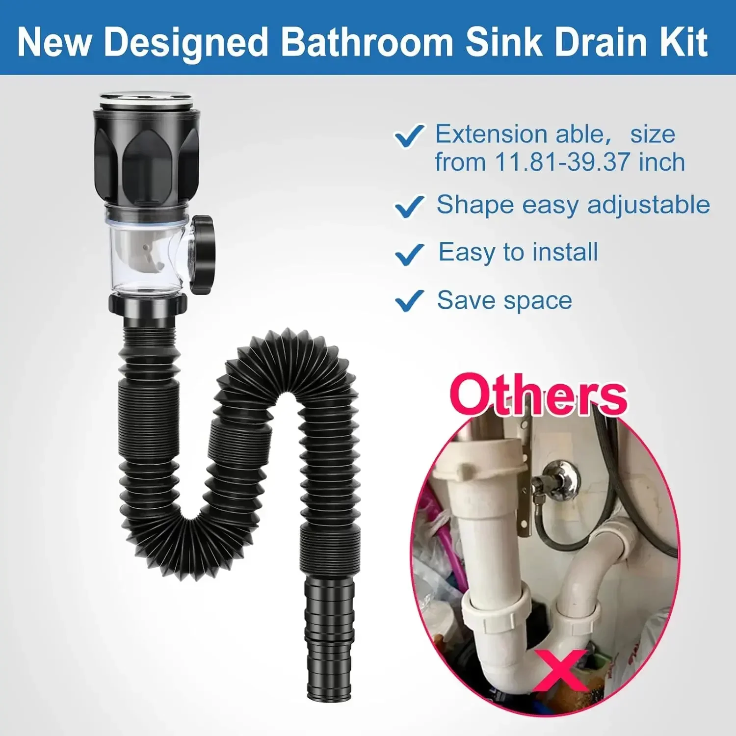 Universal Kitchen Sink Drain Hose and Odor Isolation Kit image 4