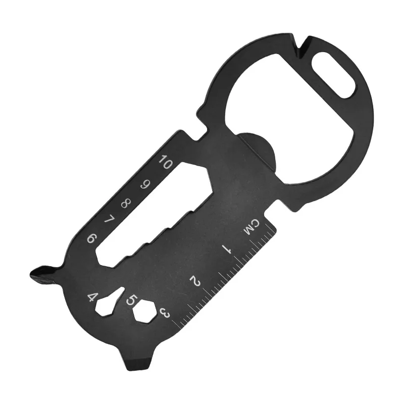 EDC Card Hexagonal Wrench Ruler Stainless Steel Outdoor Sports Camping Multifunction Tool Bottle Opener Key Chain Screwdriver