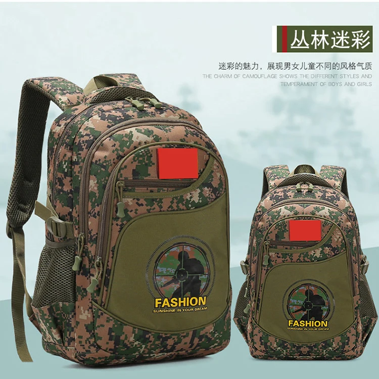 Teenage School Backpack Man Children's Spring Outing Travel Bag Schoolbag Pupils Camouflage Bag Boys' Bag Grades 1-6 Backpack