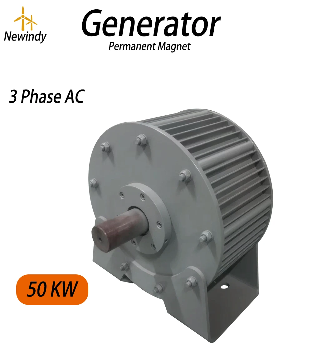 Factory 50KW Electric Generator 24V 48V 96V 120V 220V Low RPM Alternator Permanent Magnet Rare Earth Turbine 50000W With Base