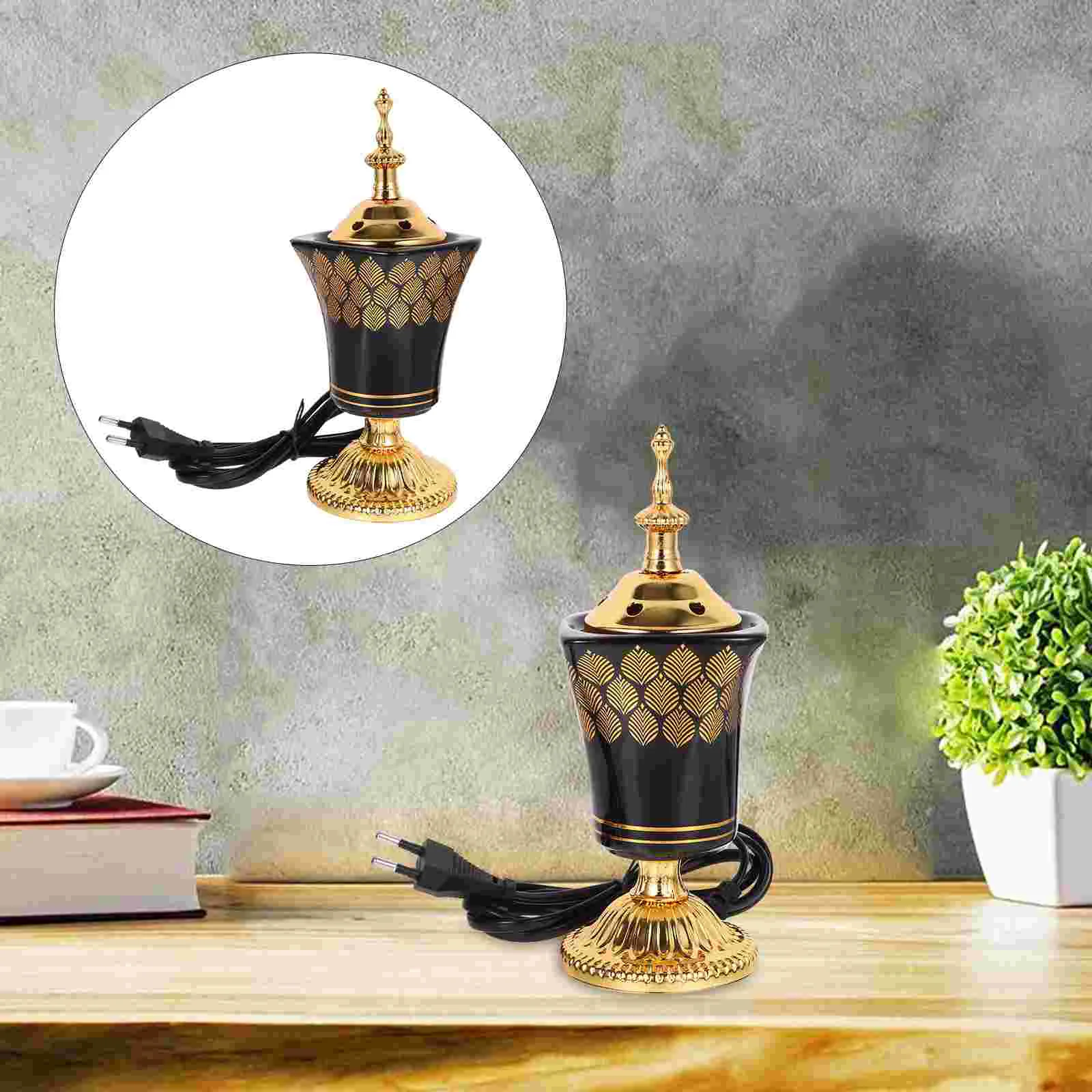

Electric Ceramic Incense Burner Arabia Charcoal Bakhoor Censer Middle East Sandalwood Fragrance Stove Home Decoration US/EU Plug