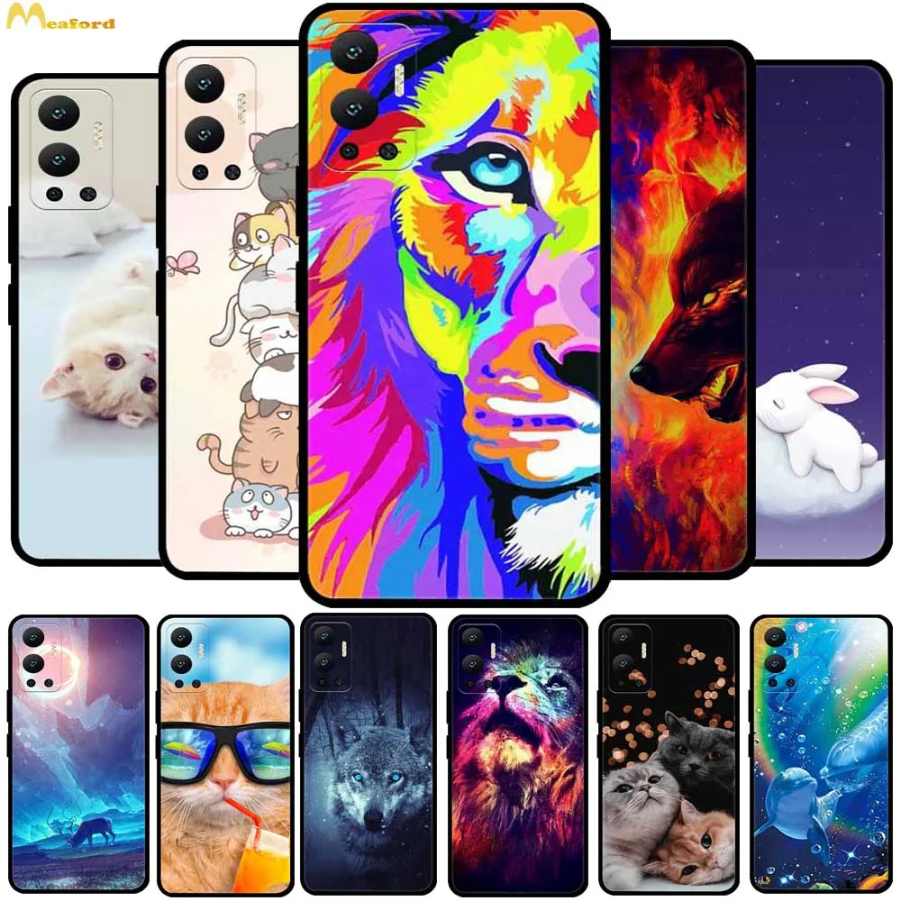 Cool Anime Print Cover Per Motorola Moto G82 5G Case Silicone Soft Tpu Phone Fundas Per Capa Moto G71S 5G Custodie G 82 Lion Cats