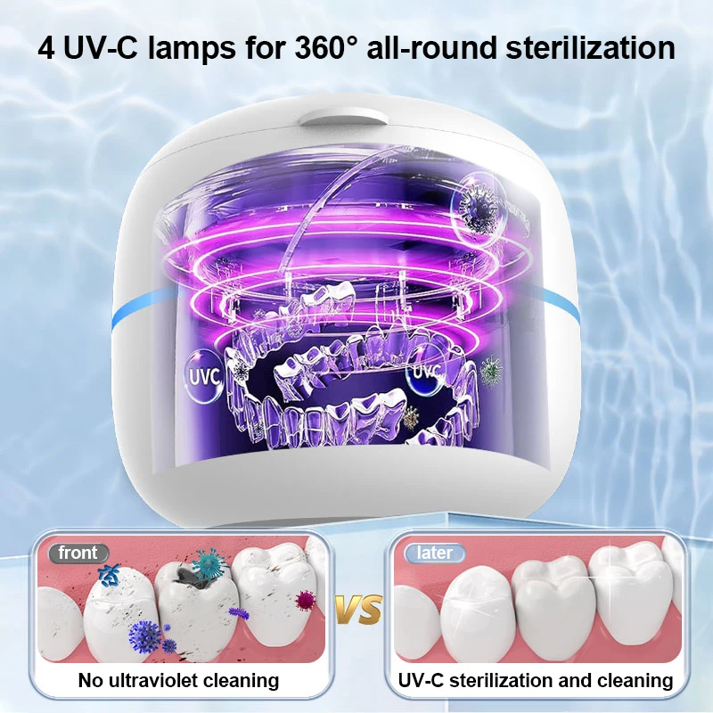 Household Ultrasonic UV Cleaner Kit For Jewelry False Teeth Aligner Retainer