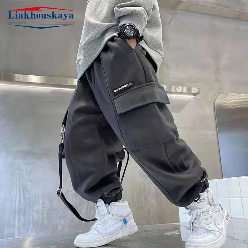 

Children Trousers Boys Autumn Winter Kids Teenage Boys Casual School Sport Pants Jogger Pant For Loose Sweatpant Boys Clothes