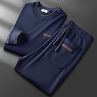 Minglu Spring Autumn Men's Sets High Quality Round Collar Long Sleeve Male Sweatshirt Fashion Elastic Waist Man Pants Tracksuit 2