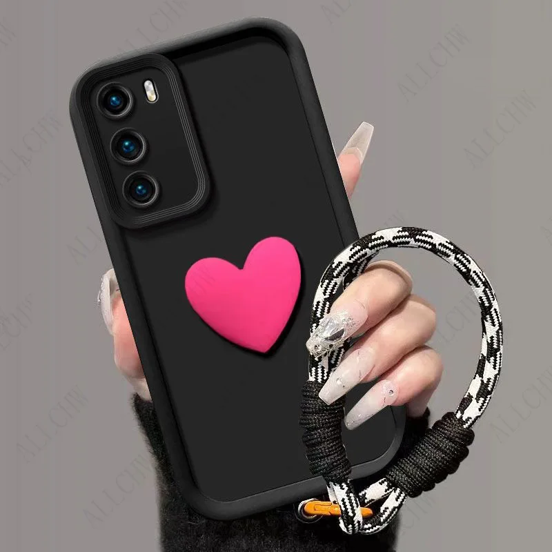 Love Heart Hand Strap Phone Case Cover