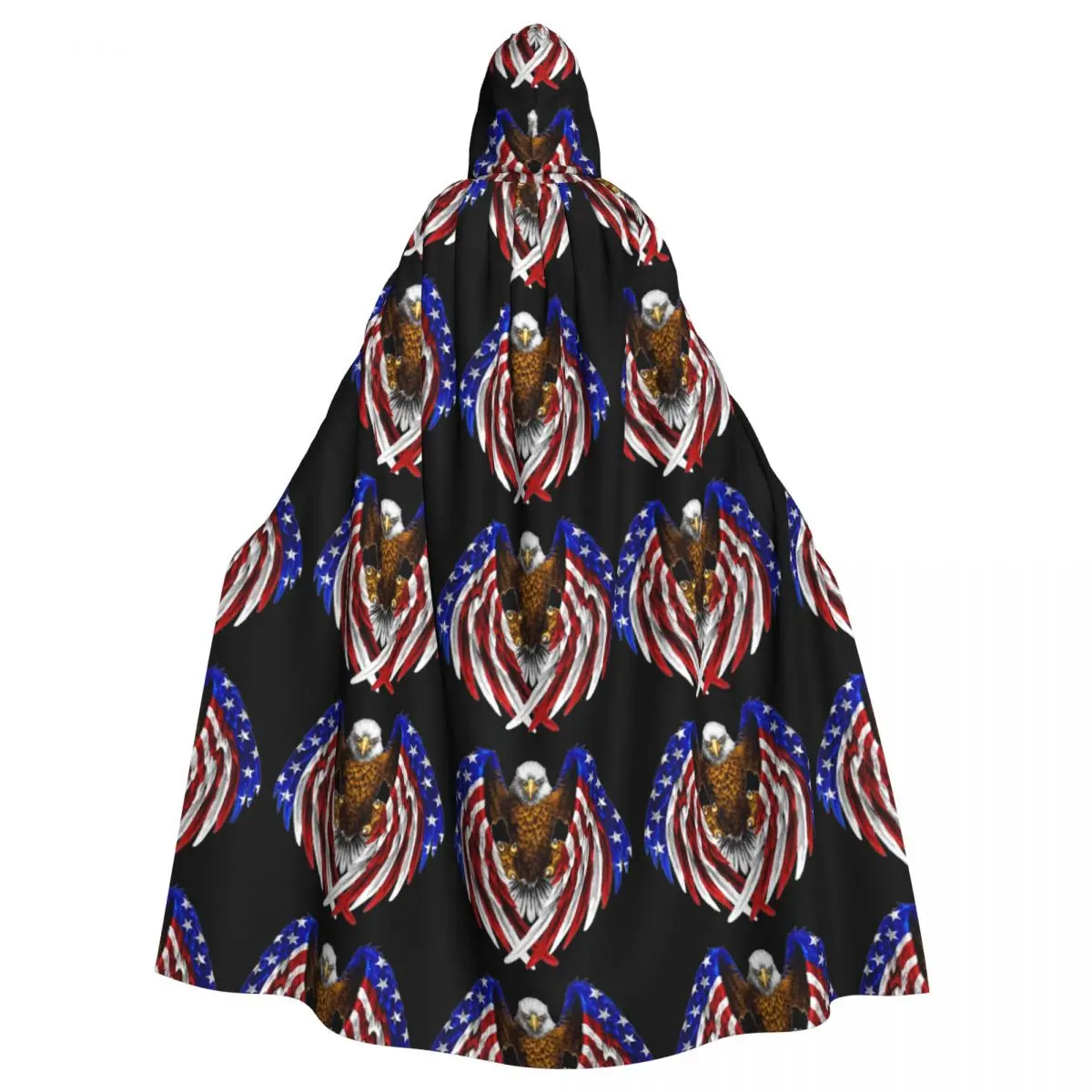 

Unisex Adult Eagle American Flag Print Cloak with Hood Long Witch Costume Cosplay