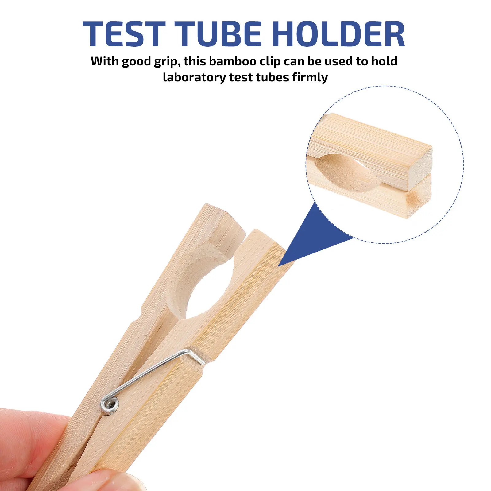 10Pcs 대나무 테스트 튜브 홀더 실험실 교육 화학 실험 도구 실험실 클립을위한 내열성 긴 핸들 안전 그립
