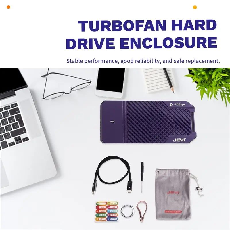 JEYI M.2 NVMe SSD 인클로저 40Gbps USB4.0 알루미늄 케이스 M.2 to USB Type-C 4.0 솔리드 스테이트 드라이브 (썬더볼트 4/3 호환)