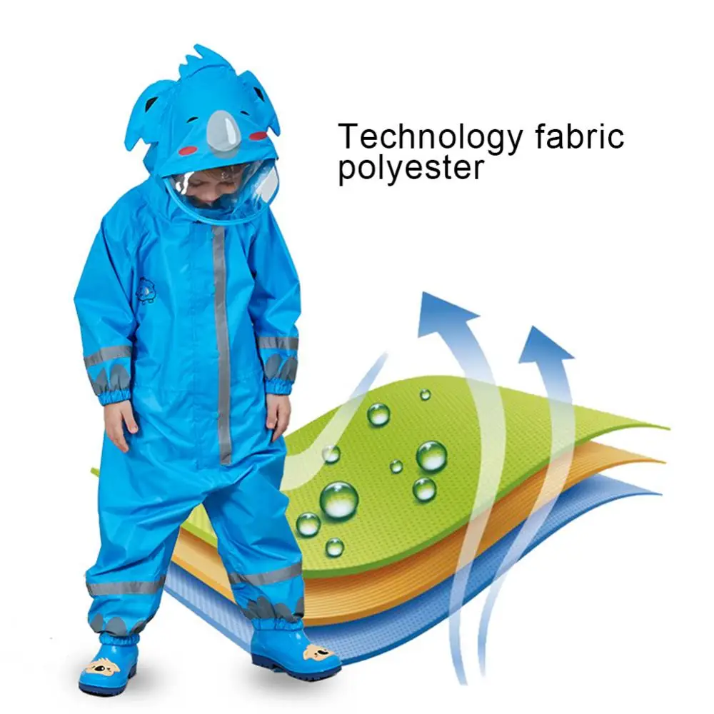 Waterproof Raincoat Kids One Piece Rainwear raincoat poncho Cartoon Animal Rain Coat Hooded Poncho Coverall