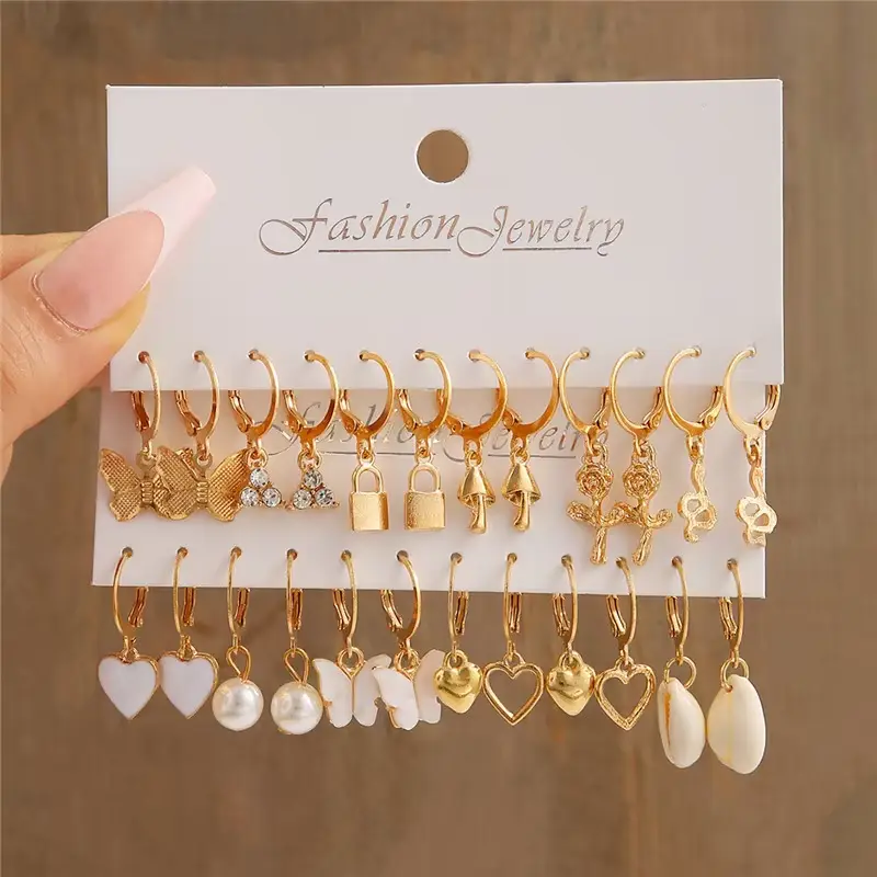 Fashion Geometric Hoop Earrings Set for Women Vintage Bohemian Pearl Gold Color Round Earring Punk Daily Wear Jewelry Gifts 2025 - Image 7