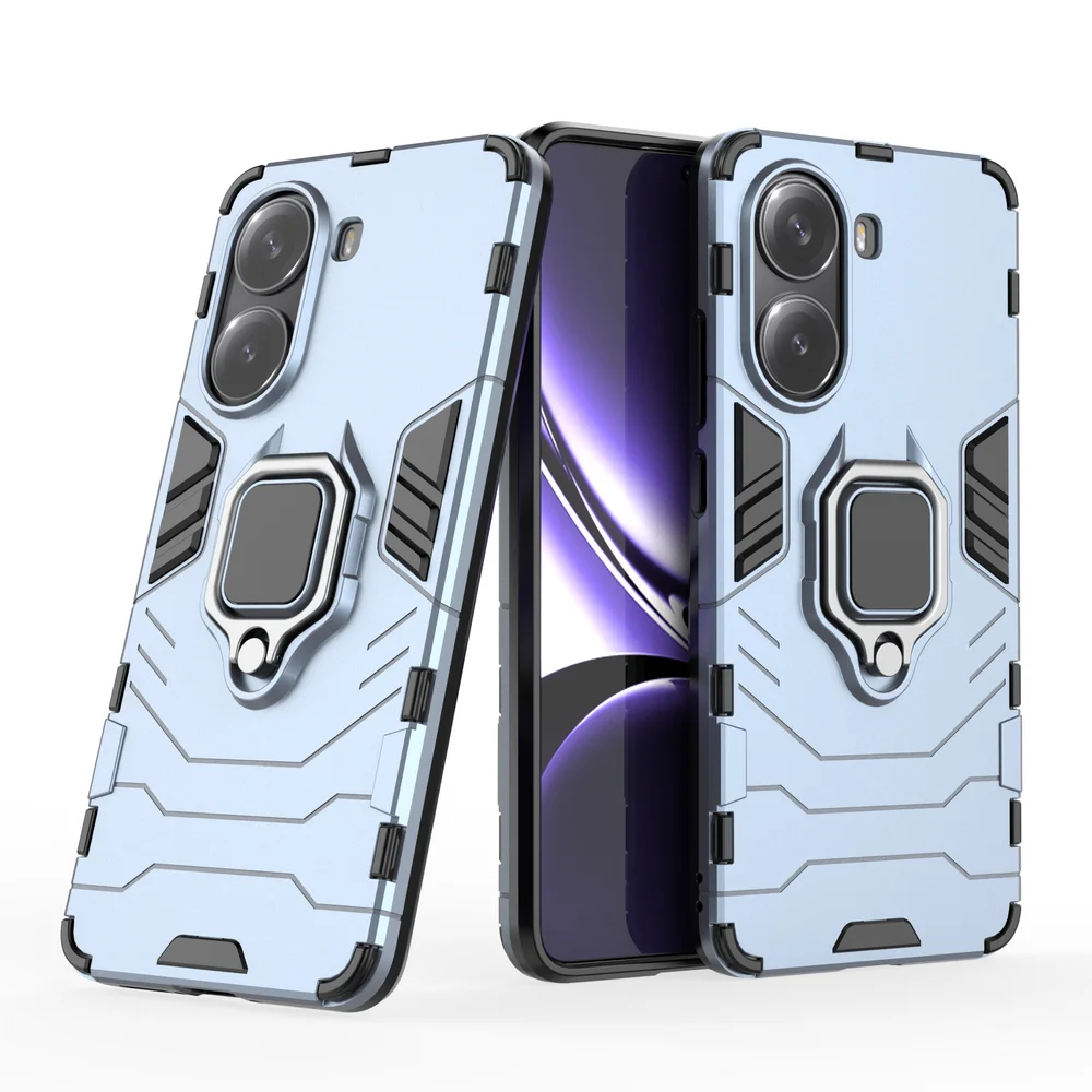 Anti-Shock Hard Plastic Case with Ring Holder and Rugged Armor Heavy Duty Stand