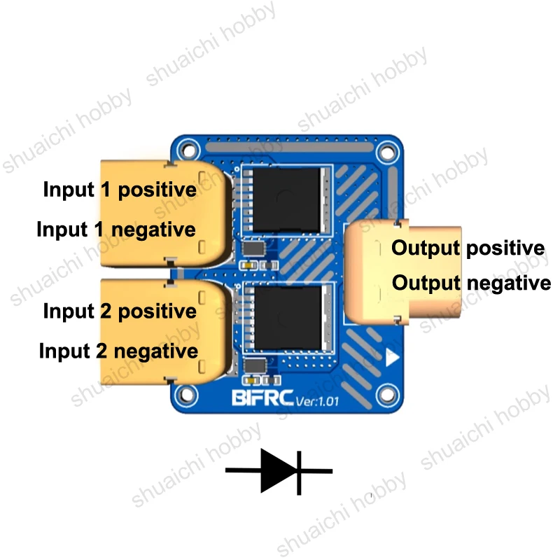 รูปสินค้า โมดูลแบตเตอรี่แบบขนานและขยาย 1 ชิ้น 5-100V 50Ax2 ไดโอดแบบคู่ ช่องสัญญาณคู่ สลับอัตโนมัติ สำหรับโดรนและยานพาหนะบังคับวิทยุ