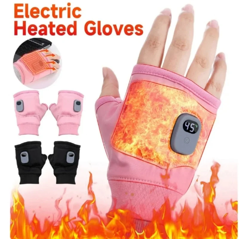 Heating Gloves Rechargeable Winter Warm USB Electric Heated Gloves Fingerless Hand Warmer Thermal for Sports Skiing Gloves thermal gloves winter touchscreen gloves soft windproof warm running gloves thermal hand protection for driving skiing