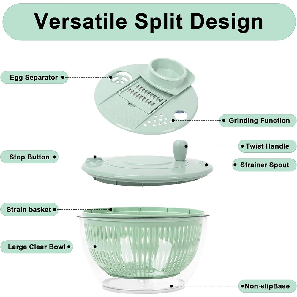 6-In-1 Large Salad Spinner & Vegetable Washer with Chopper