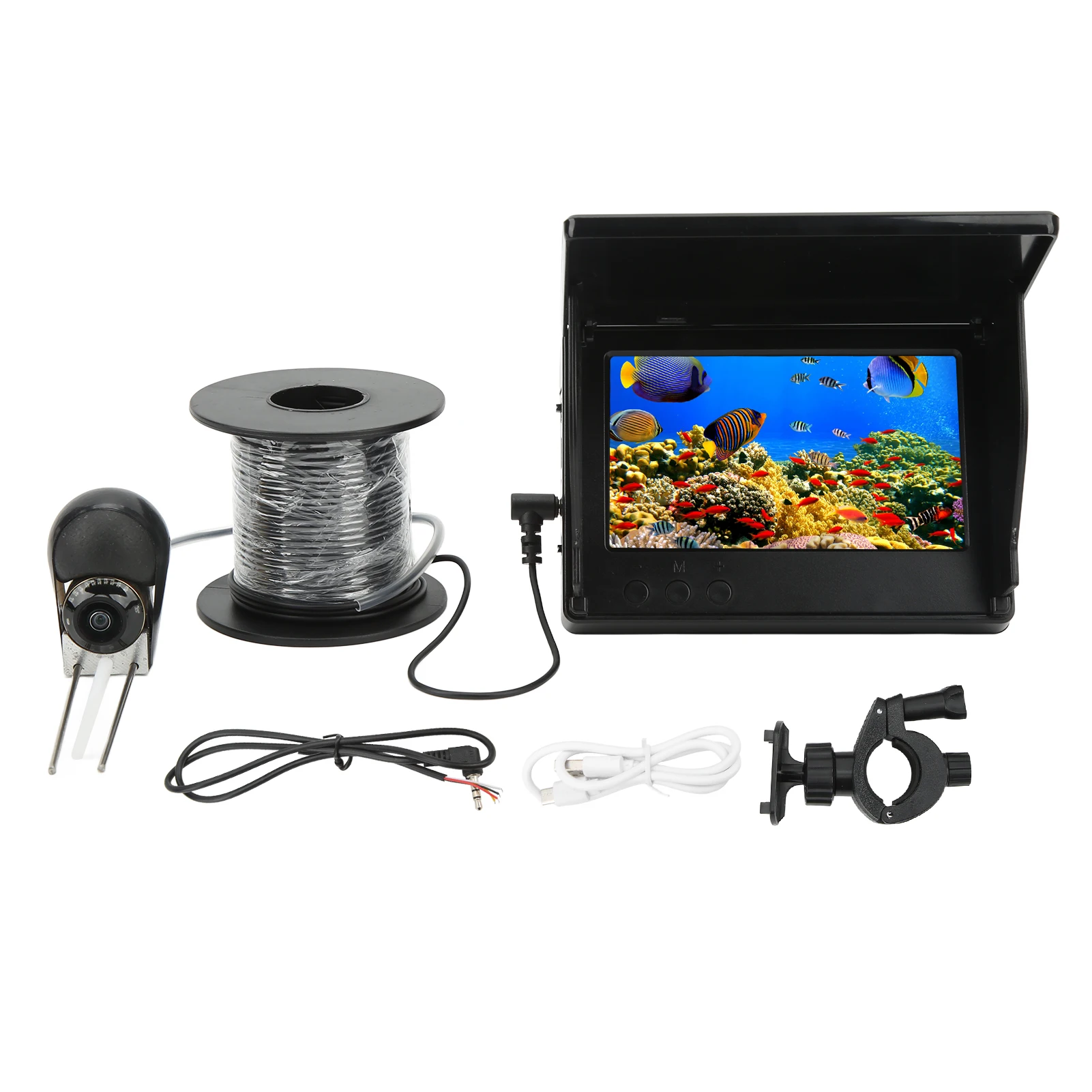 5inch Underwater Fishing Camera LCD HD Fish Finder Camera IPS Full View 8000mAh Battery Waterproof for Lake Boat Ice Fishing 12V